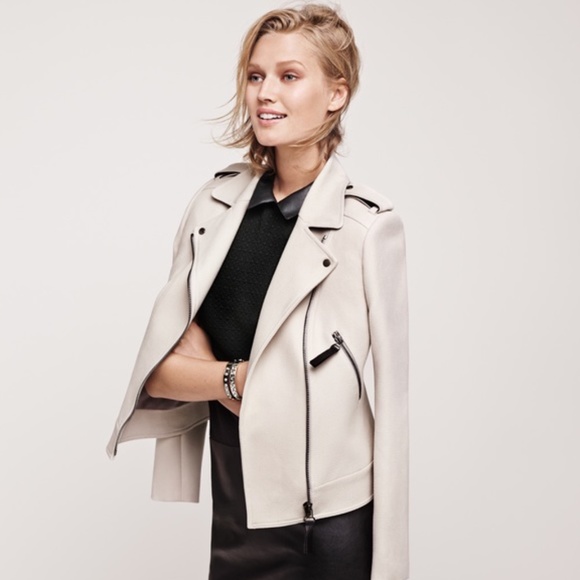 Ann Taylor Jackets & Blazers - NWT Ann Taylor Petite Cream Crepe Moto Jacket SP